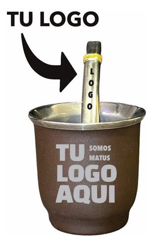 Mate Eco + Bombilla Todo Con Tu Logo Personalizado Regalo