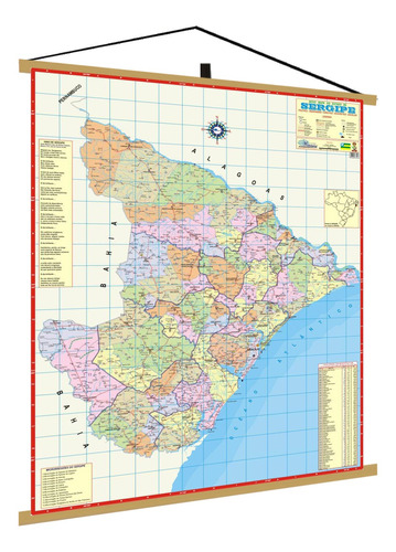 Mapa Estado Sergipe Politico Banner Poster Geográfico
