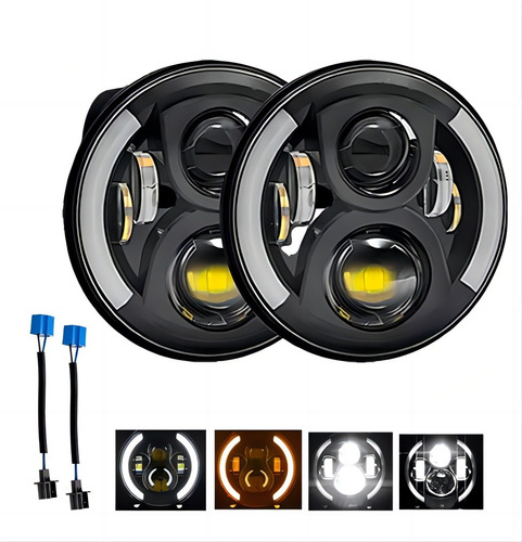 Faros H4 Led Ojo De Ángel De 7in Redondo Para Jeep/moto