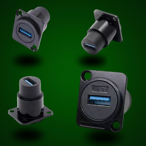 Emenda Fêmea Usb 3.0 Metálico Para Painel - Tebera - Kit 2pç Preto
