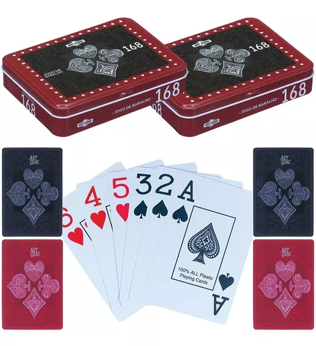 Jogo de Cartas Plásticas Estojo c/2 Baralho para Buraco Truco Tranca  Desliza Fácil Naipe Grande - AliExpress