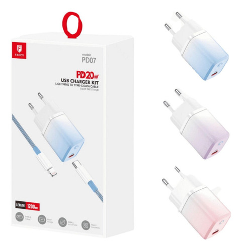 Fancy PD07 Lightning Azul Usb-c 20w Compativel iPhone 12 13 14