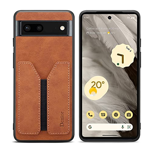 Funda Para Google Pixel 7a Cafe Delgada Pu Piel Sintetica
