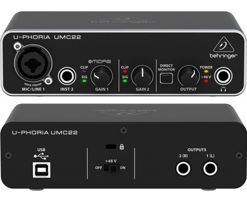 Placa De Audio Behringer Umc 22 Semi Nueva