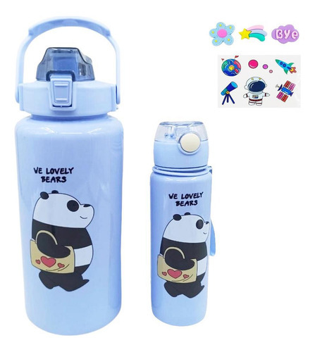 Kit 2 Garrafasazul Claro We Lovely Bears Ursinhos 2l E 700ml