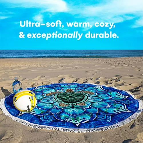 Manta De Playa Redonda Dawhud Direct, 60 X 60 , Microfibra