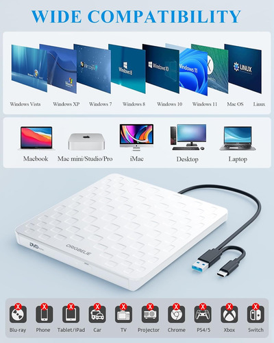 External Cd Dvd Drive For Laptop, Usb 3.0 Type-c Ultra Sl...