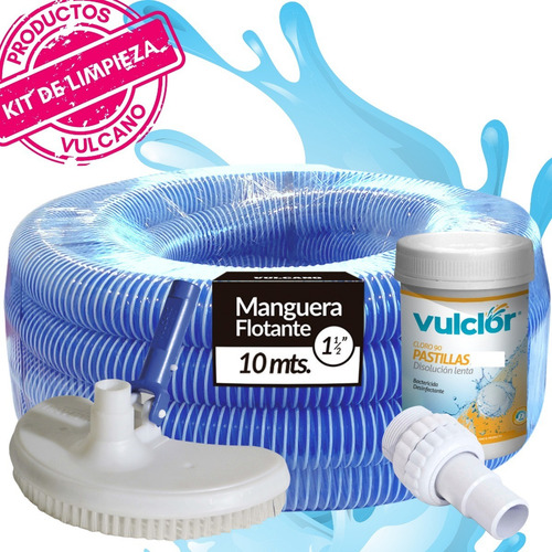 Imagen 1 de 10 de Kit Limpieza Vulcano: Barrefondo + Manguera 10 Mt. + Acople