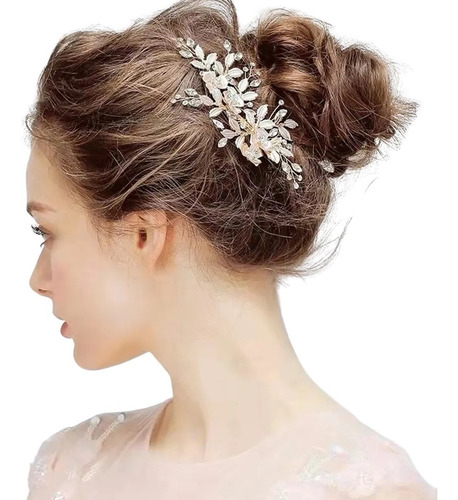 Pasador De Novia Clip De Diamantes De Imitación Flores 1pz
