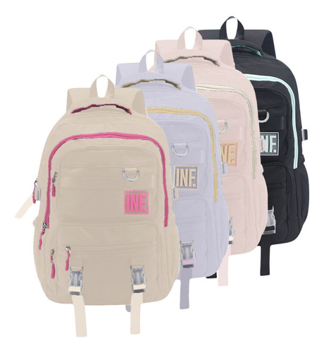 Mochila Influencer 18 Academy Color Rosa Diseño De La Tela Liso