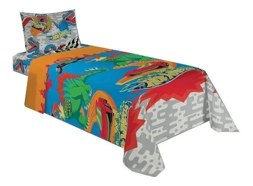 Jogo De Cama Solteiro Microfibra 2 Pçs Hot Wheels Lepper 