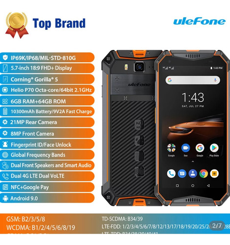 Ulefone Armadura 3w 10300mah Áspero Smartphone Android 9.0 I