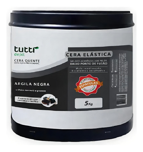 Cera Elástica Argila Negra 5kg Tutti Depil Revitaliza Pele