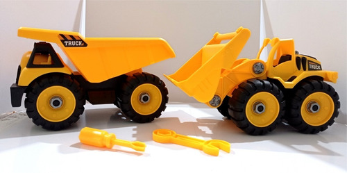 2 Autos Constructores Super Truck Armables + Herramientas