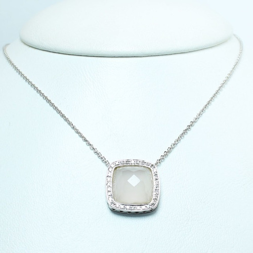 Pocao2005- Colar Ouro Branco 18k750 Quartzo Diamantes C475