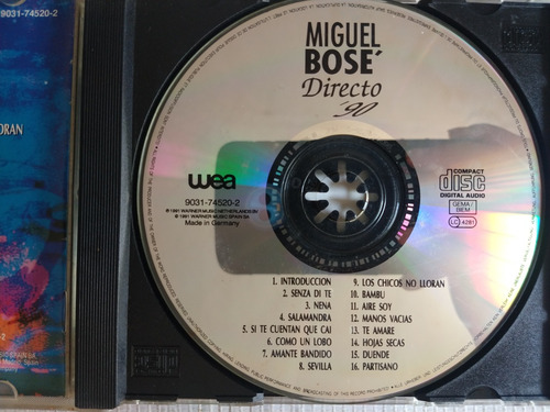 Miguel Bosé Cd Directo '90 V (Usado)