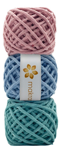 Makrama Hilaza De Algodón Para Macramé 3mm Kit 3pza Colores