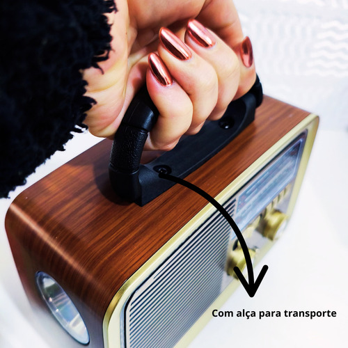 Rádio Retrô Bluetooth Am Fm Usb Sd Bivolt Cores Vintage