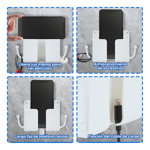 3pz Soporte Adhesivo Pared Celular Control Cargador Llaves