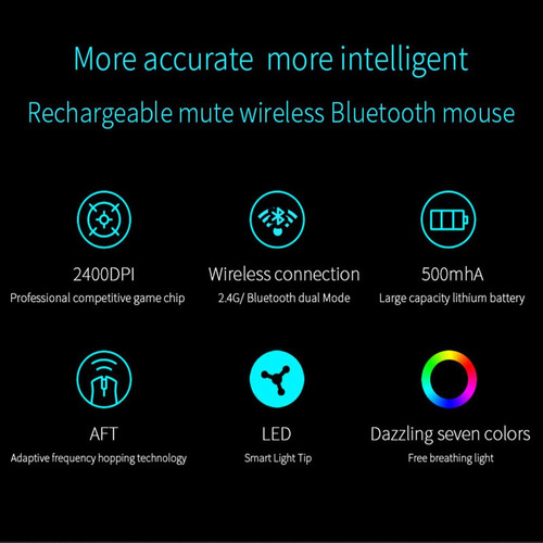 . Ratón Inalámbrico Recargable Mute Bluetooth For