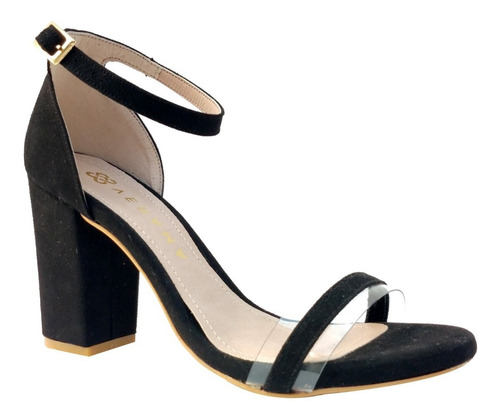 Imagen 1 de 8 de Zapatilla Sandalia Nude Mica Moda Tacón Ancho Mujer