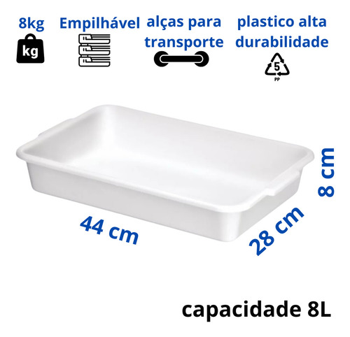 Kit Com 10 Bandejas Topa Tudo Alimentos Branca 8 Litros Com Tampa