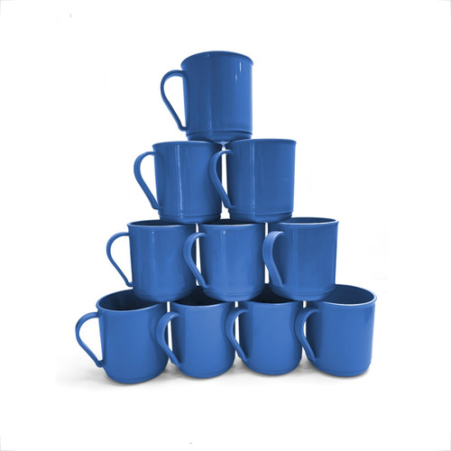 30 Canecas Plásticas Coloridas 400ml P/ Escolas Reutilizável Cor Azul