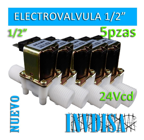 5pzas Electroválvula Válvula Agua ½ Solenoide 24v 24vcd