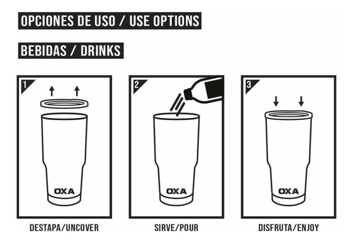 Imagen 4 de 8 de Termo De Acero Inox 30oz/887ml Conserva Caliente Y Frío Oxa