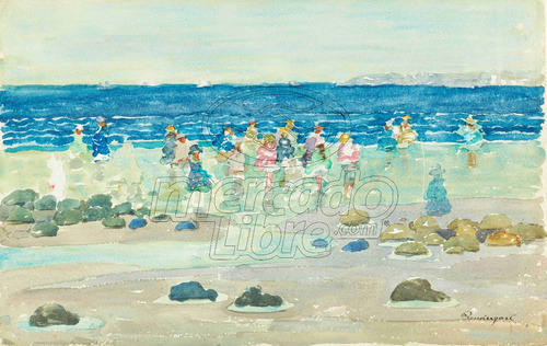 Lienzo Canva Arte Maurice Prendergast Marea Baja 1900 70x110