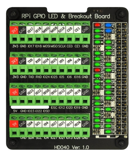 Gpio Status Led Terminal Block Breakout Board Para Raspberr.