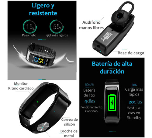 Imagen 5 de 6 de Reloj Smartwatch Vak Y3 Manos Libres Bluetooth Calorias Musi