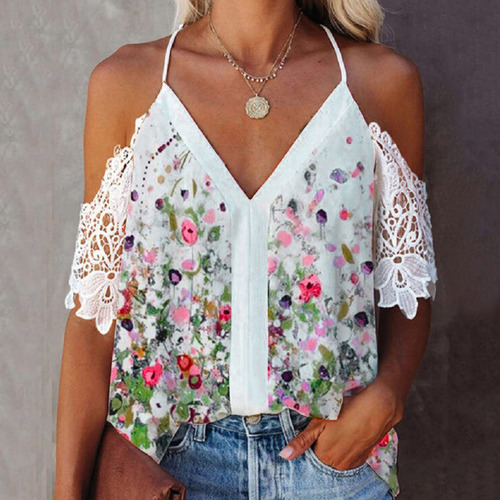 Blusa Con Hombros Descubiertos Para Mujer Con Cuello En V Y