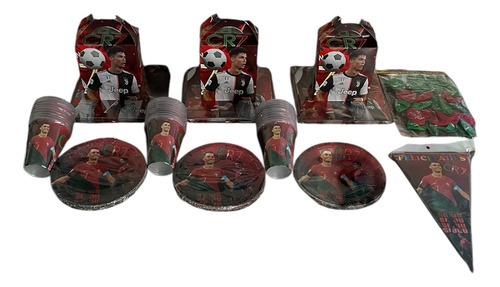 Kit Completo De Cristiano Ronaldo Para Fiesta De 30 Personas Rojo Cr7 Cristiano Ronaldo