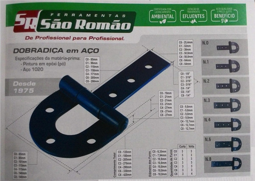 Kit Dobradiça Porteira N 01 - São Romão 6 Unidades