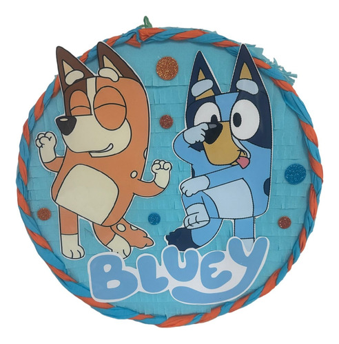 Piñata Redonda Bluey Y Bingo 40 Cm