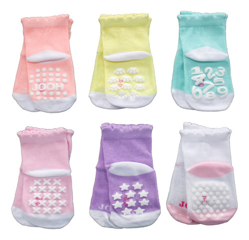 Calcetín Con Diseños Antiderrapantes Para Bebé Colores 6pzs