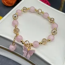 Comprar Pulseras Mariposa , Con Cuentas De Cristal Craquelado.