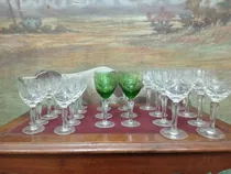 Comprar Antiguo Juego De Copas De Cristal Tallado 