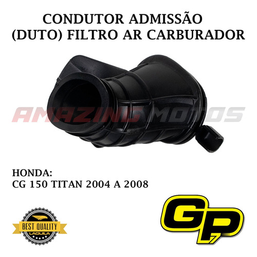 Condutor Duto Caixa Filtro Ar Cg 150 Titan 2004 A 2008 Gp7