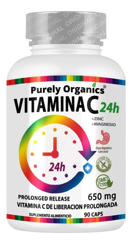 Vitamina C24h De Liberación Prolongada 90 Cápsulas Purely Organics