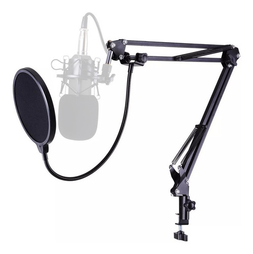 Pedestal Suporte Articulado Microfone Braço Mesa+ Pop Filter