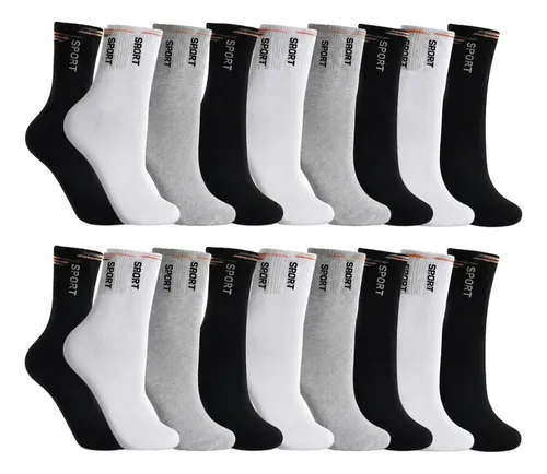 Kit 6 Pares Meias Cano Alto Algodao Para Esporte Academia