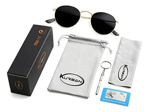 Kursan Gafas De Sol Polarizadas De Metal Redondas Pequeñas Y