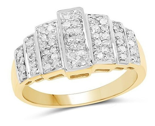 Anillos - 14k Yellow Gold Plated 0.26 Carat Genuine White Di