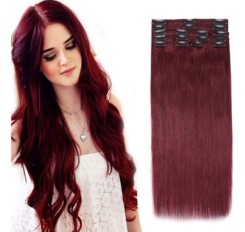 Extensiones De Cabello Humano Con Clip, De 22 Pulgadas, 5.64