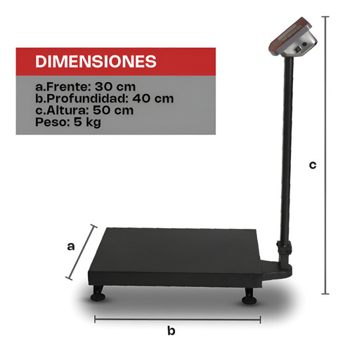 Báscula Digital Plataforma Plegable Vinson /rhino Baple200 Rojo