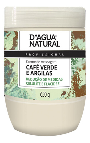 Creme Para Corpo Café Verde E Argilas  650g D'agua Natural