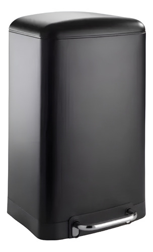 Tacho Basura Cesto Acero Rectangular Pedal 12 L Cierre Suave Color Negro