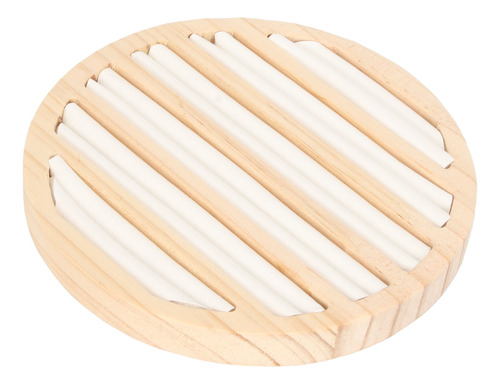 Bandeja Redonda Para Pendientes, 6 Ranuras, De Madera Maciza